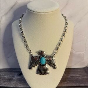 NWOT Native American style thunderbird silver necklace